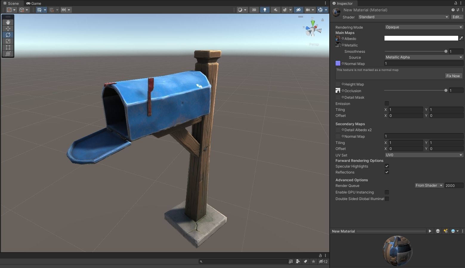 Stylized Village Mailbox Low-poly 3D model_15