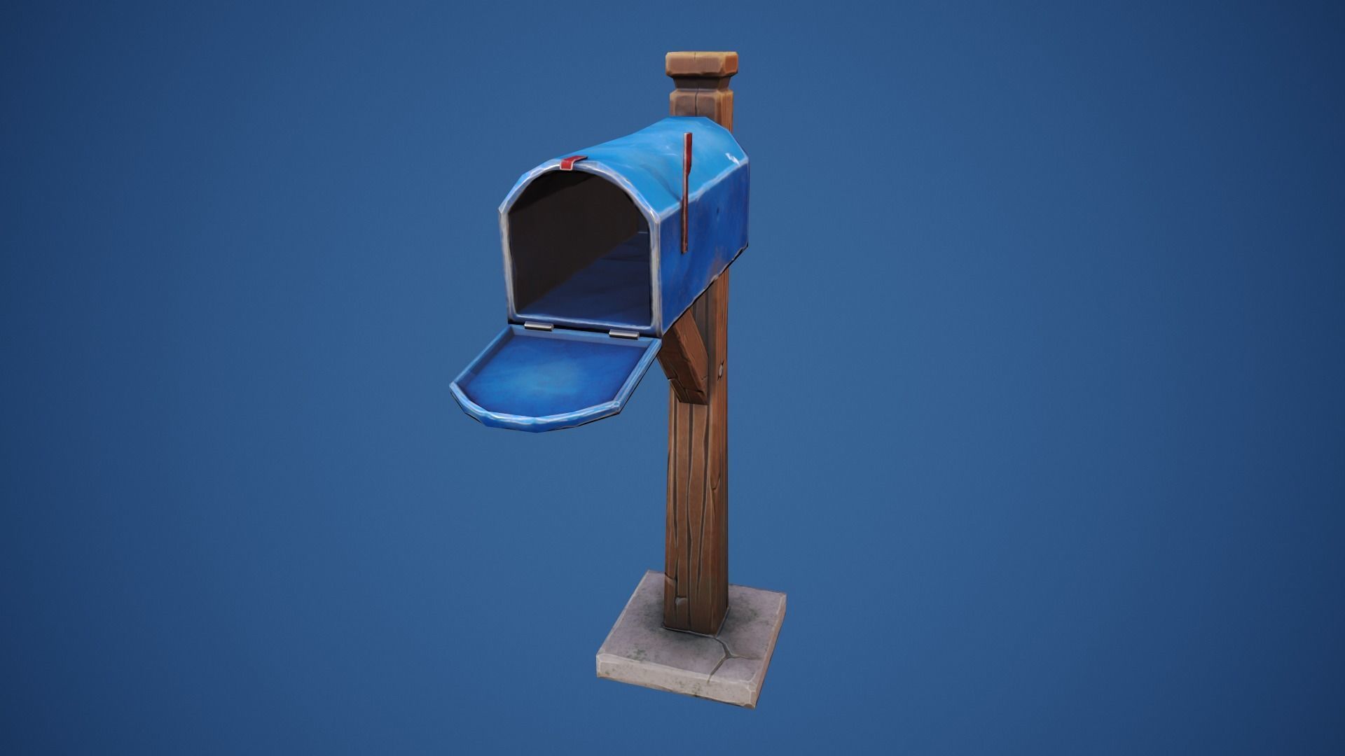 Stylized Village Mailbox Low-poly 3D model_6