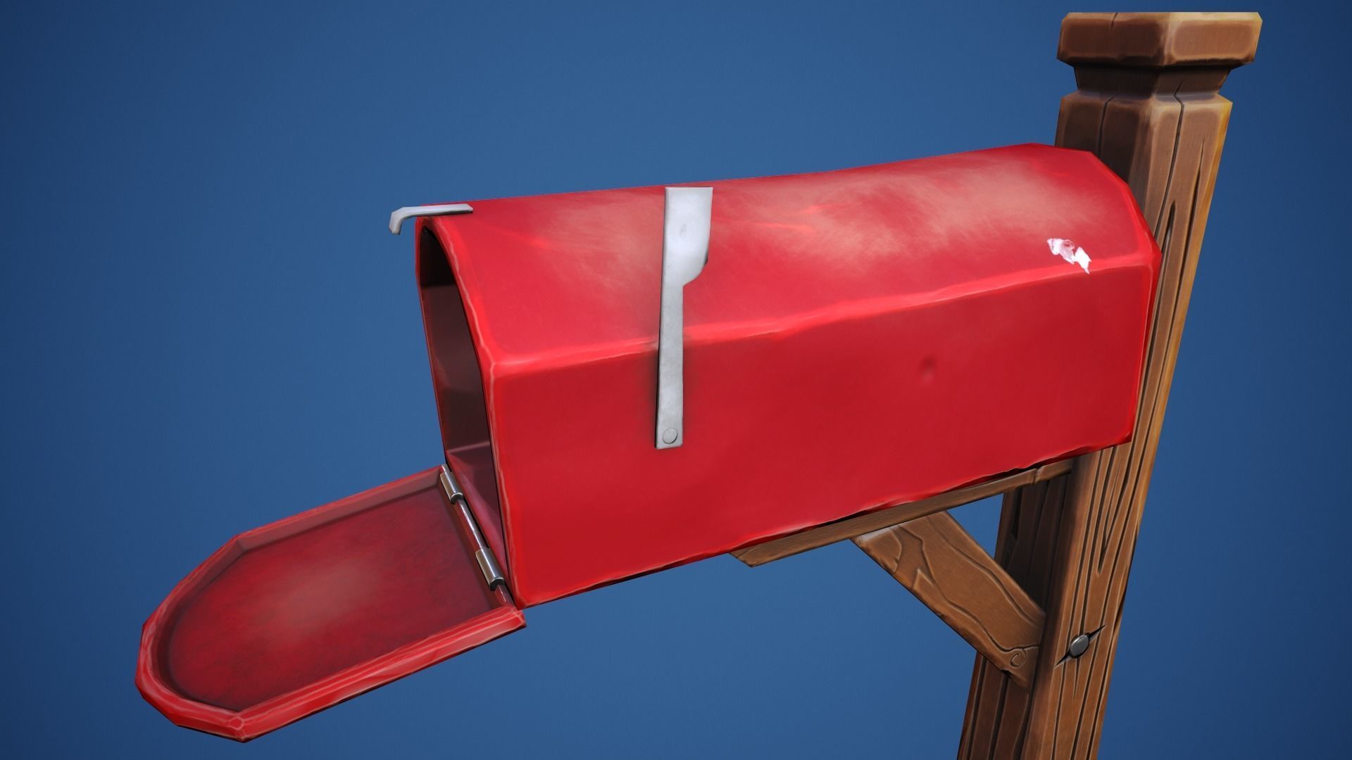 Stylized Village Mailbox Low-poly 3D model_12