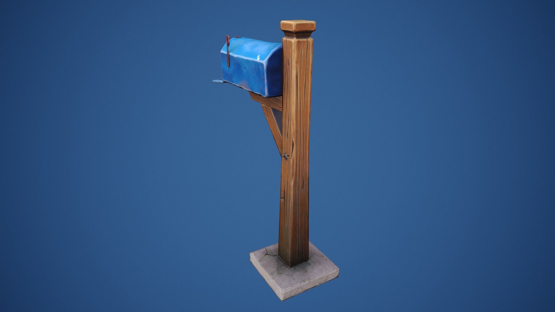 Stylized Village Mailbox Low-poly 3D model_5