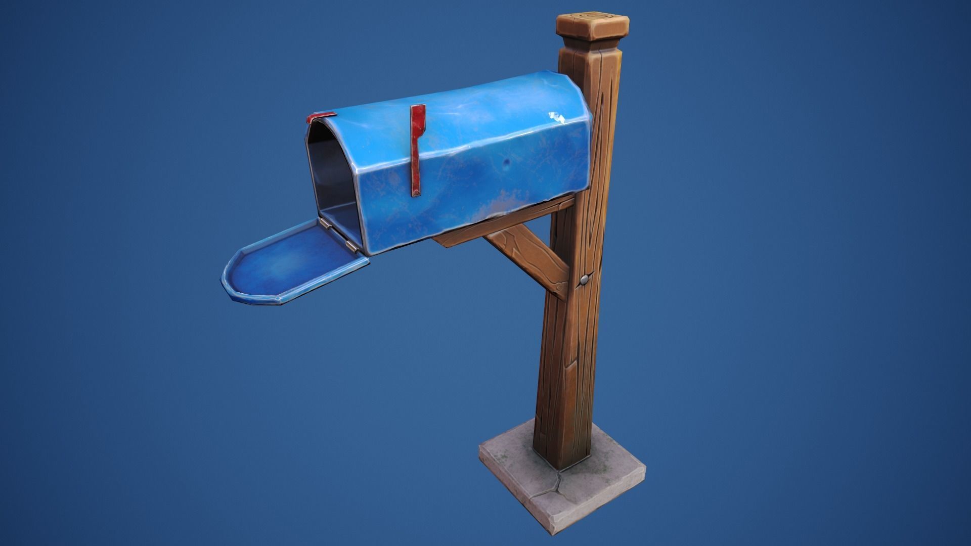 Stylized Village Mailbox Low-poly 3D model_2