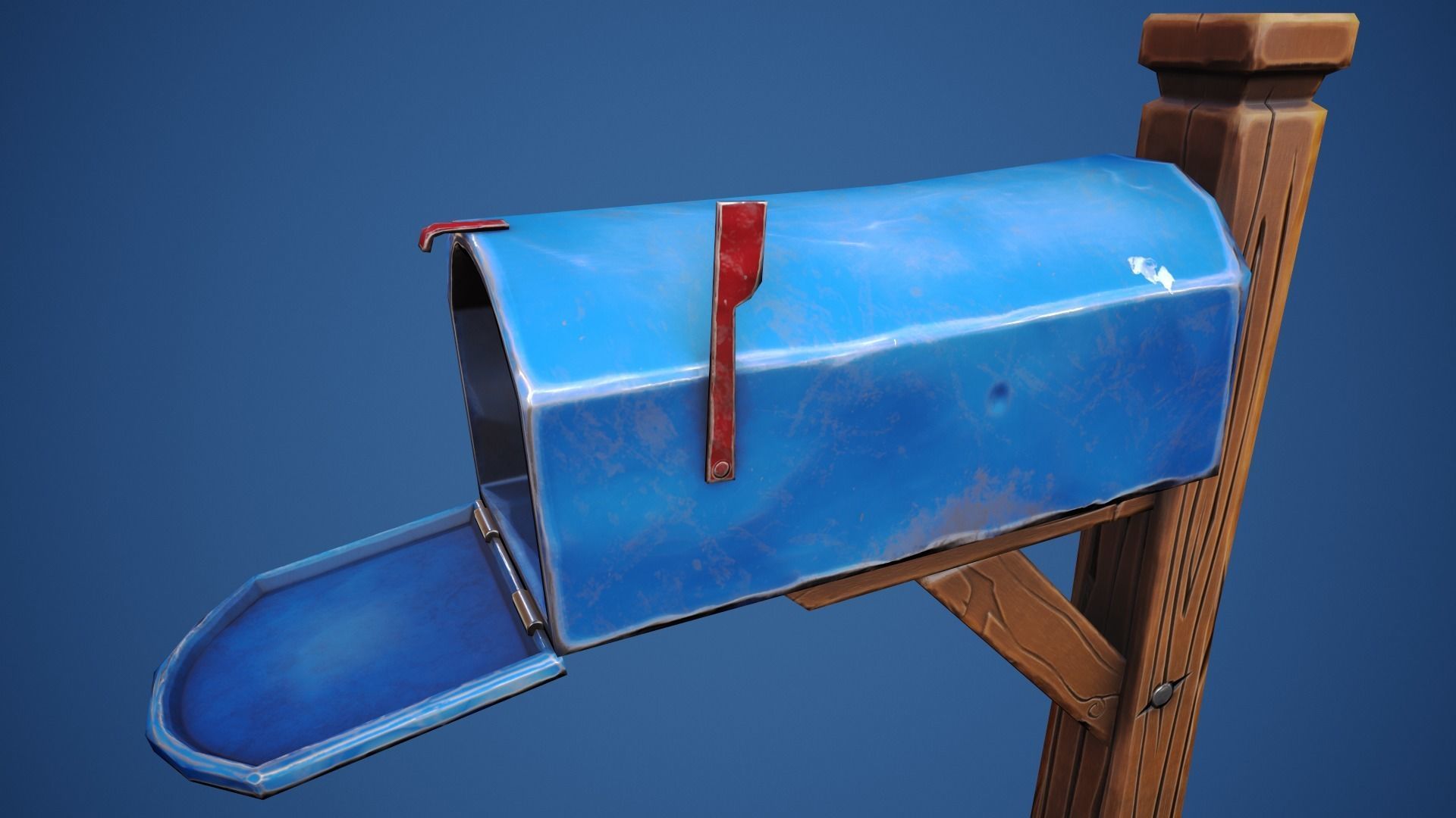 Stylized Village Mailbox Low-poly 3D model_8