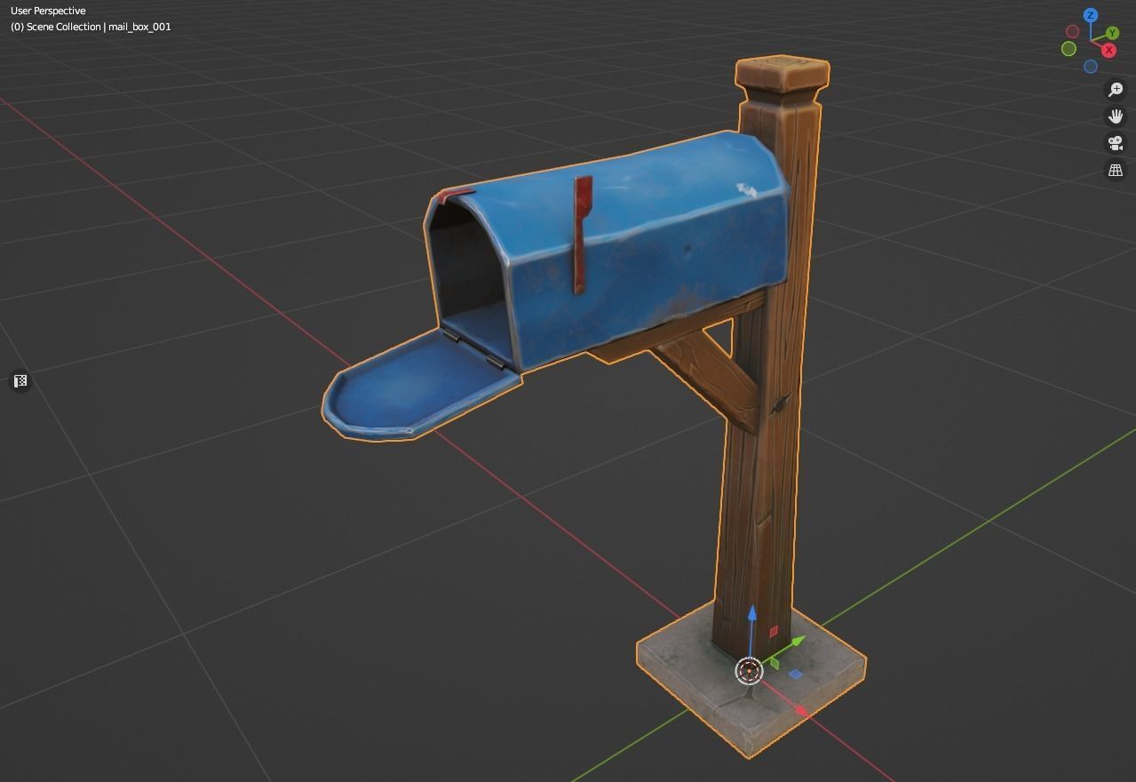 Stylized Village Mailbox Low-poly 3D model_14