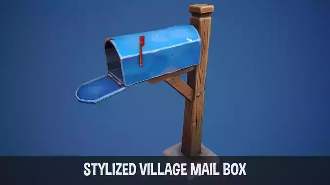 Stylized Village Mailbox Low-poly 3D model