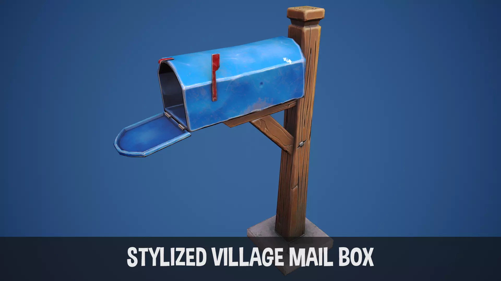 Stylized Village Mailbox Low-poly 3D model_0