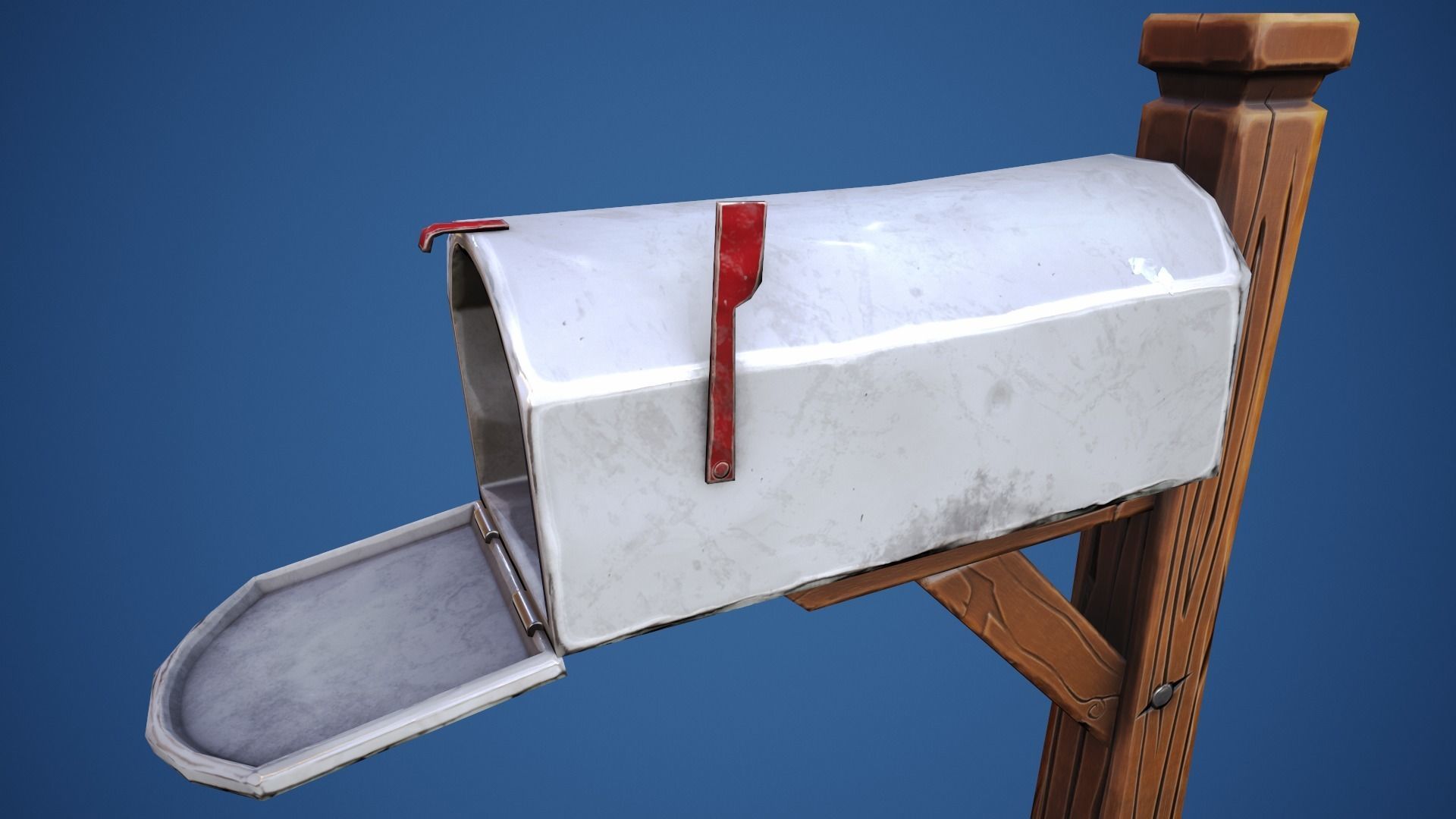 Stylized Village Mailbox Low-poly 3D model_10