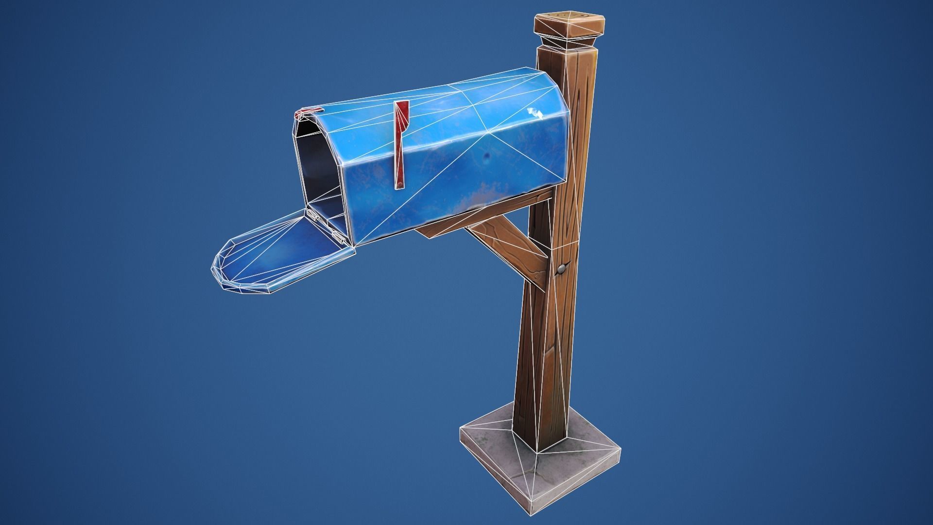 Stylized Village Mailbox Low-poly 3D model_3