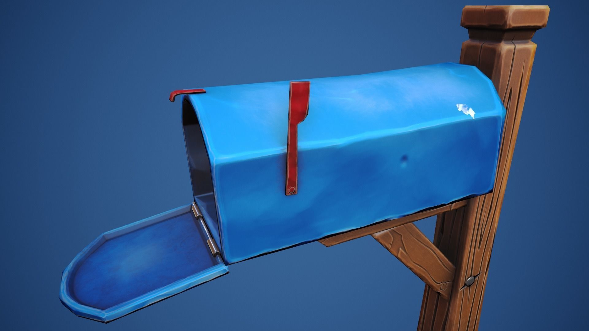 Stylized Village Mailbox Low-poly 3D model_11