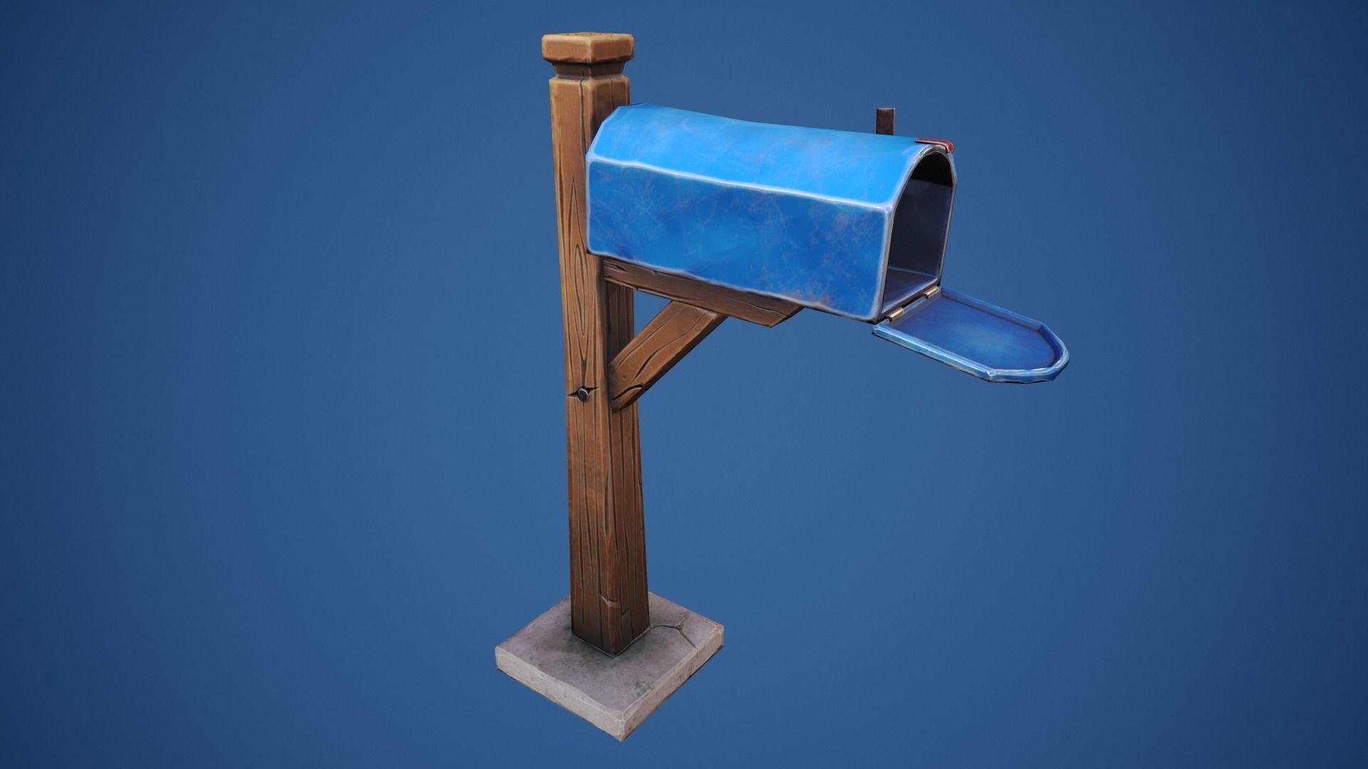 Stylized Village Mailbox Low-poly 3D model_4
