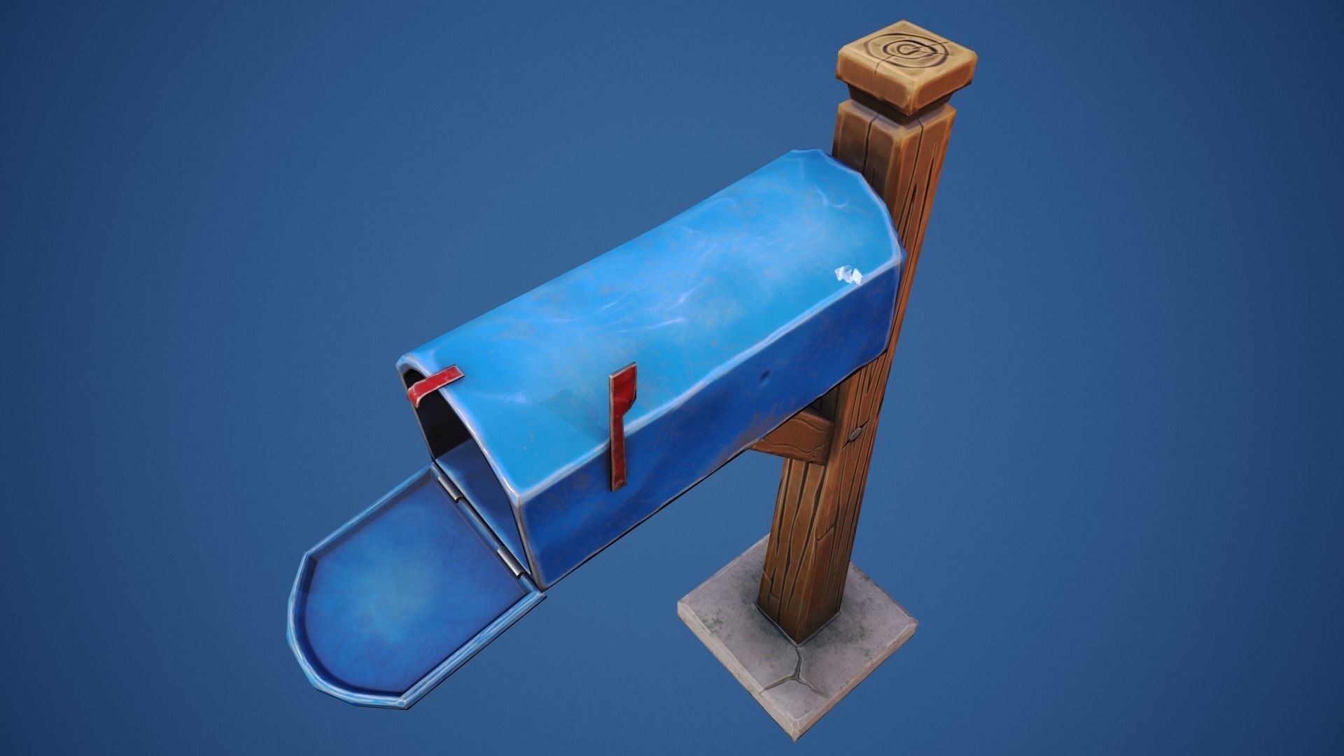 Stylized Village Mailbox Low-poly 3D model_7