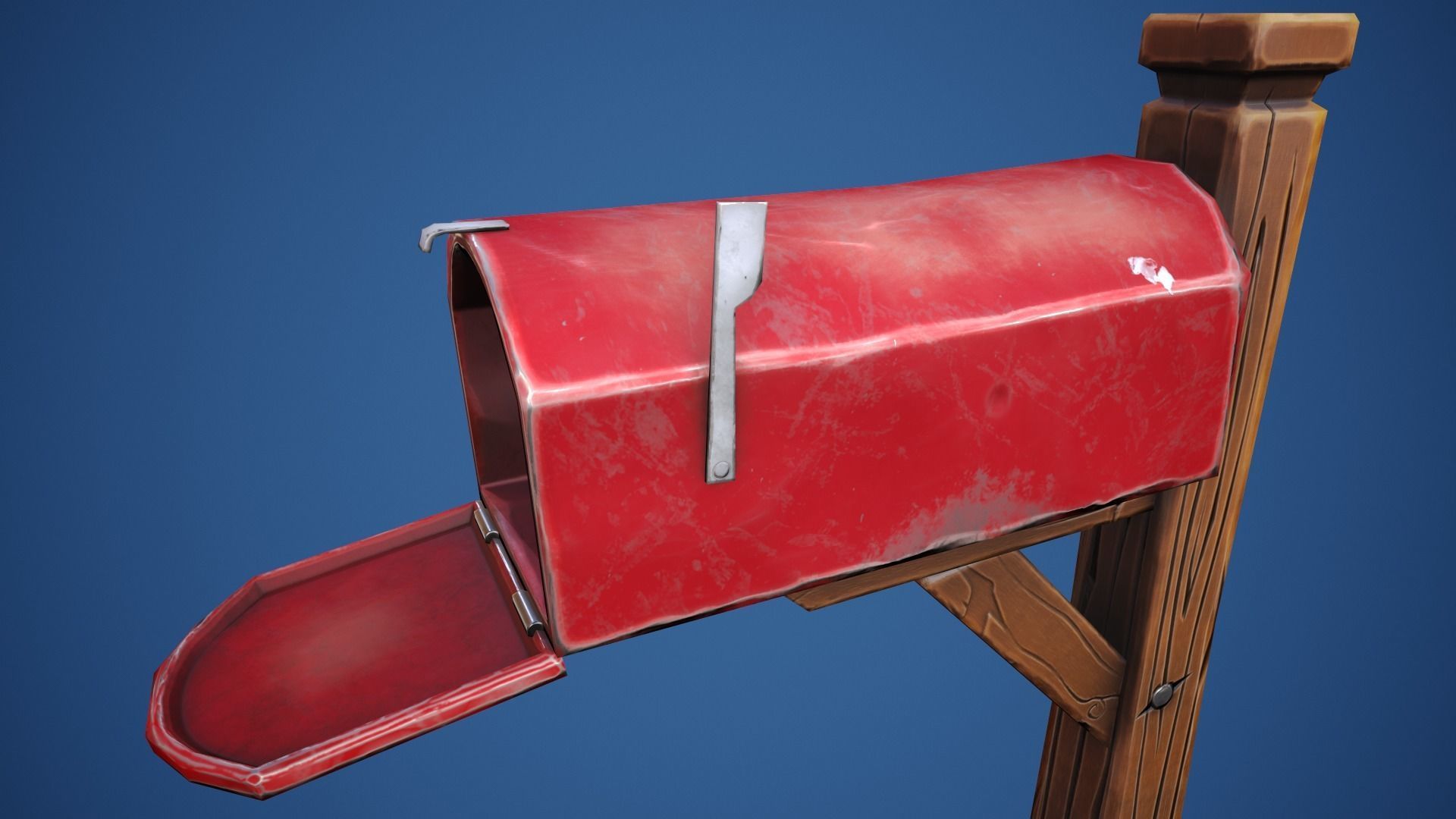 Stylized Village Mailbox Low-poly 3D model_9