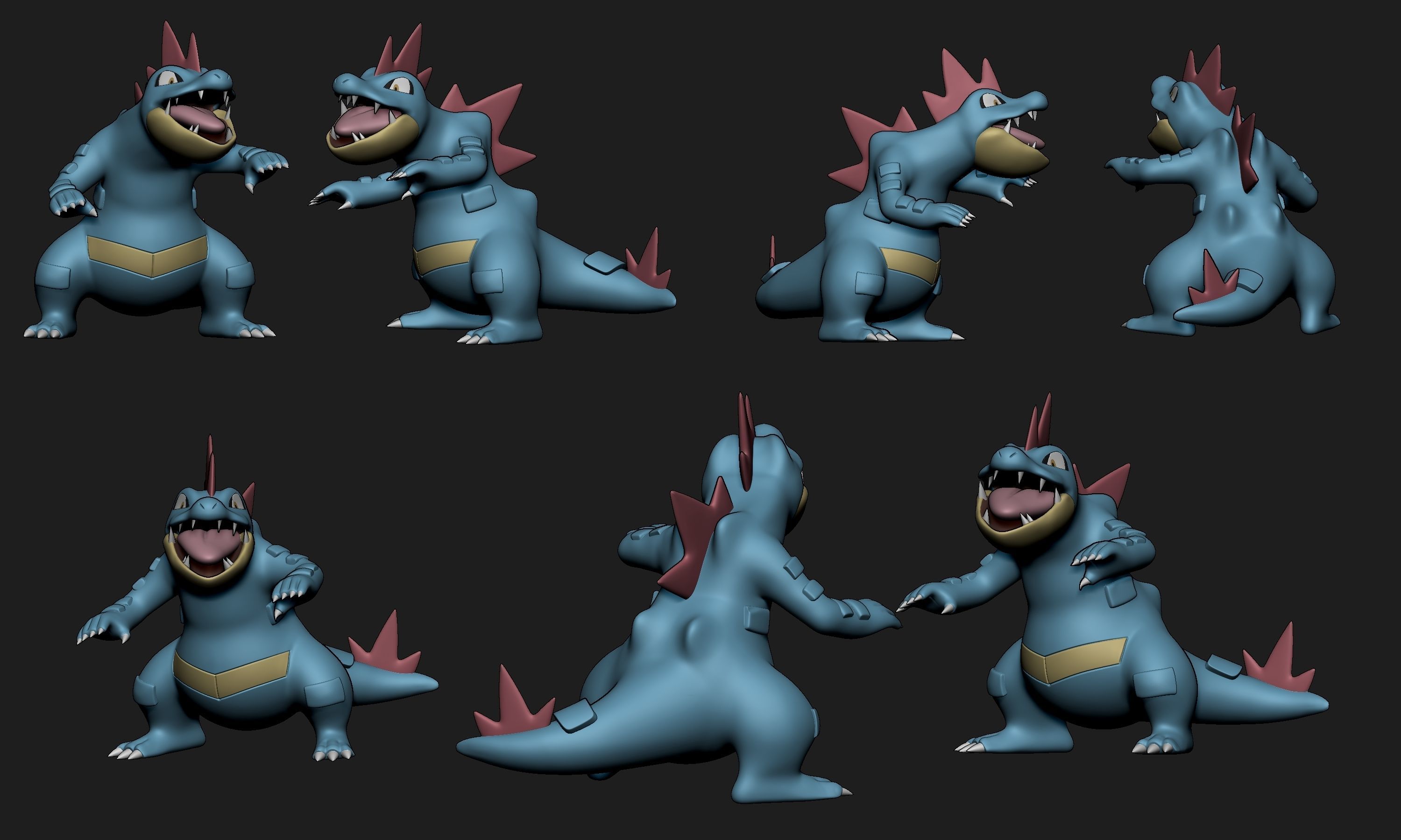 Pokemon - Totodile Croconaw and Feraligatr 3D print model_8