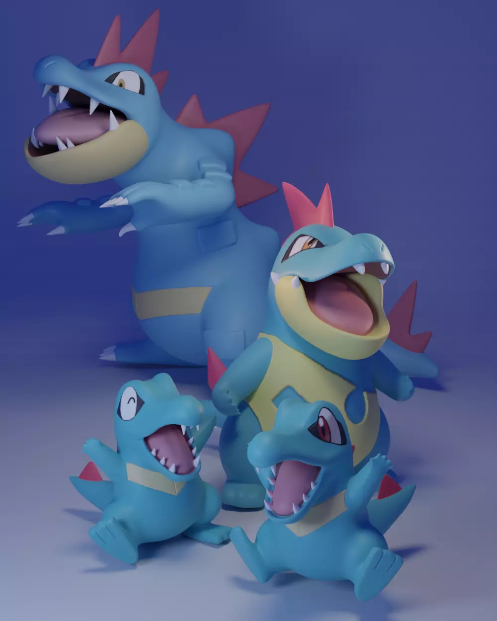 Pokemon - Totodile Croconaw and Feraligatr 3D print model_0