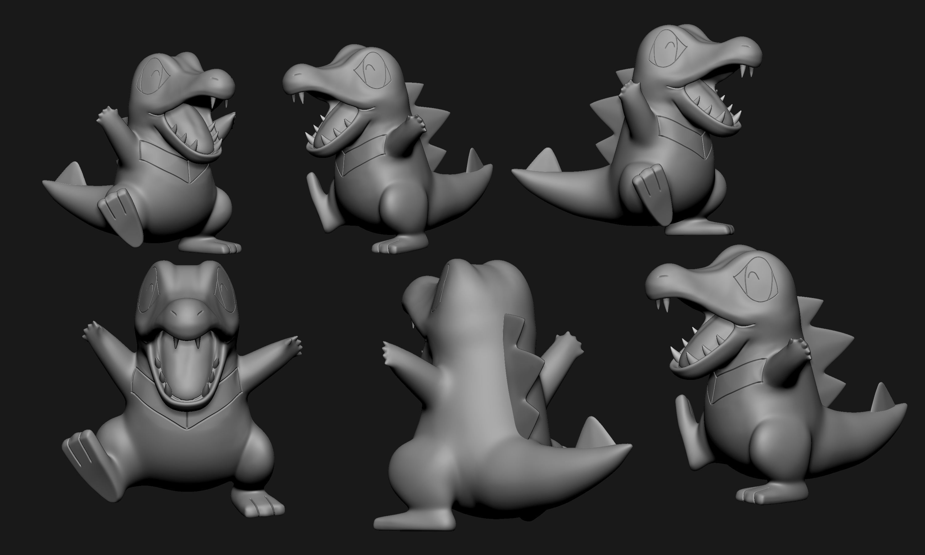 Pokemon - Totodile Croconaw and Feraligatr 3D print model_1