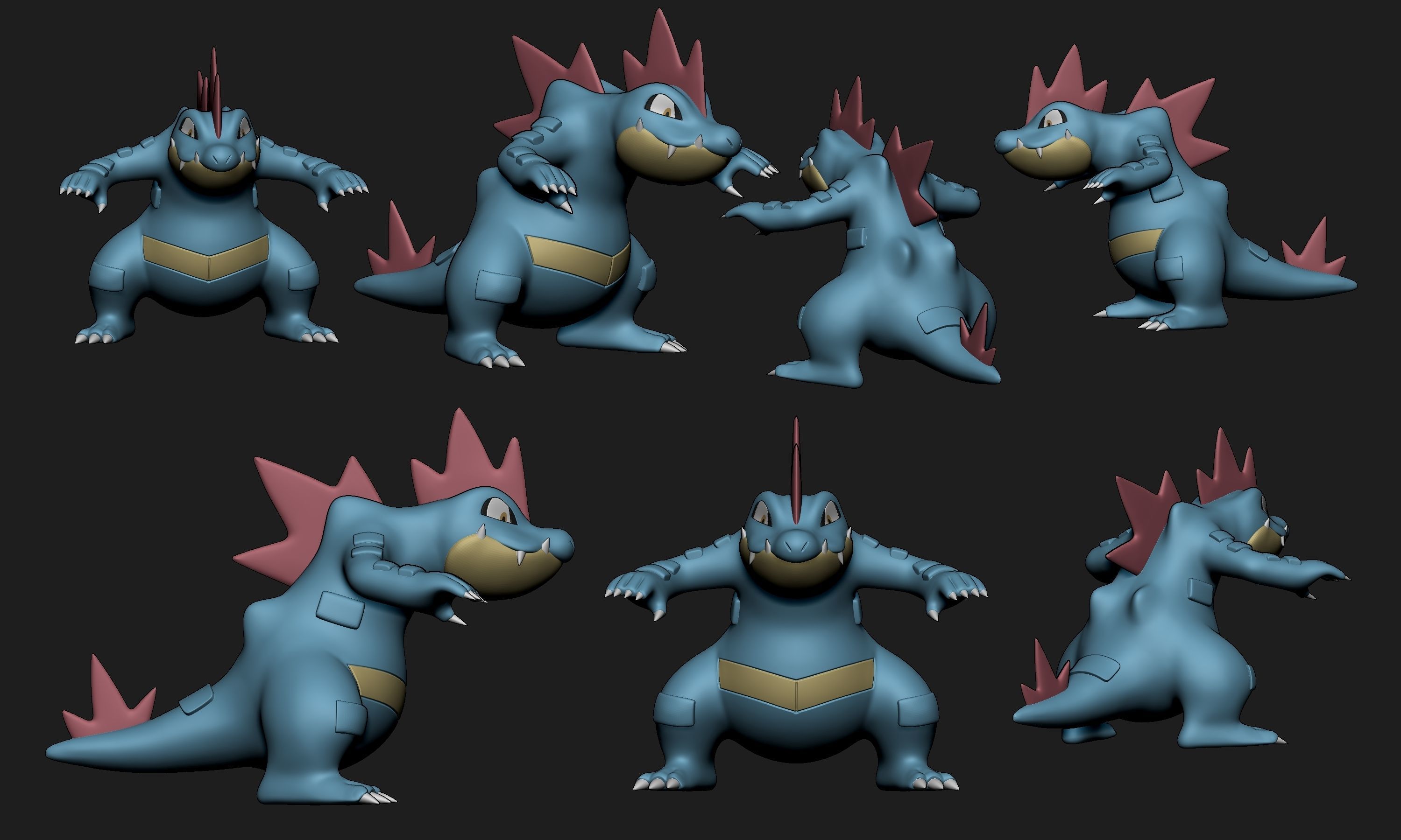 Pokemon - Totodile Croconaw and Feraligatr 3D print model_12