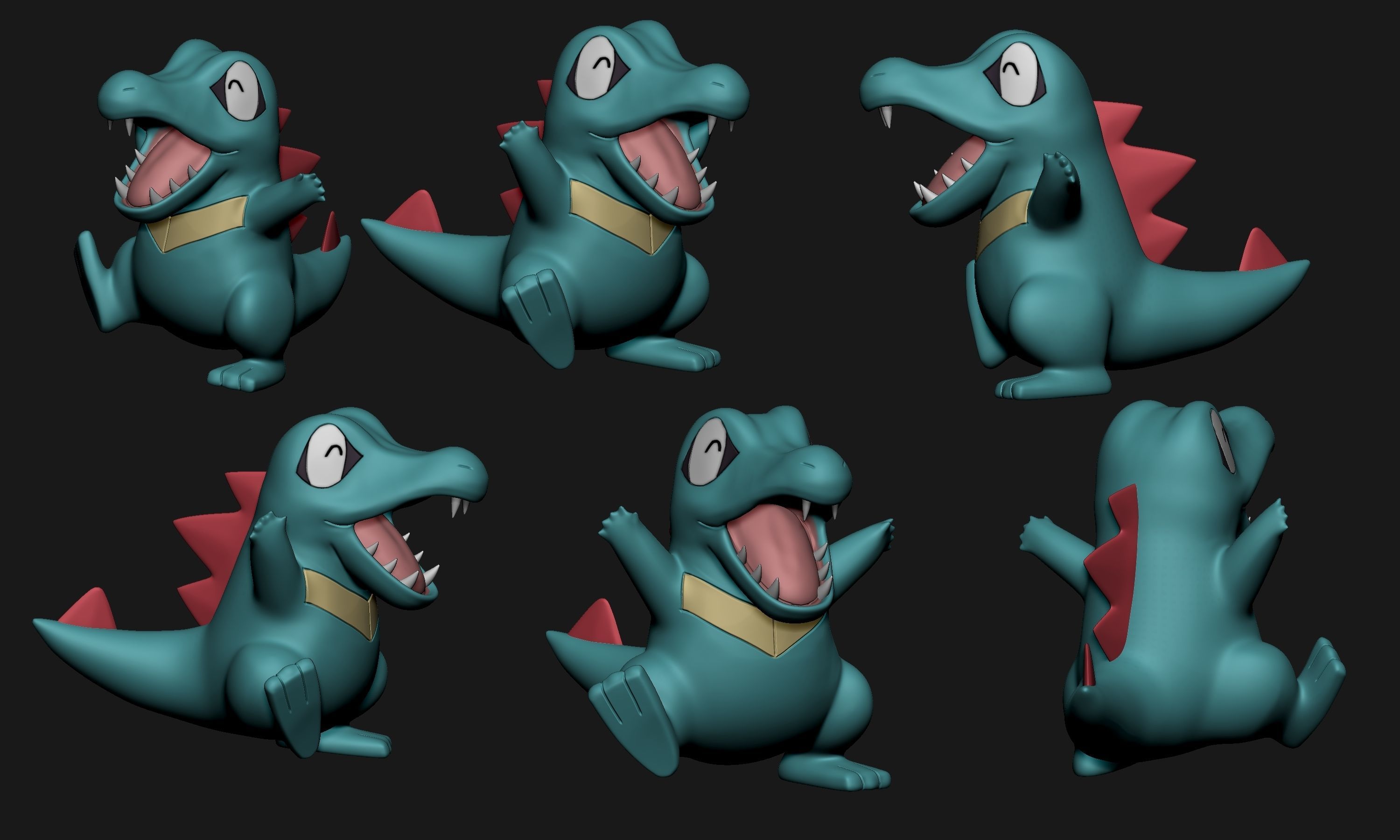 Pokemon - Totodile Croconaw and Feraligatr 3D print model_2