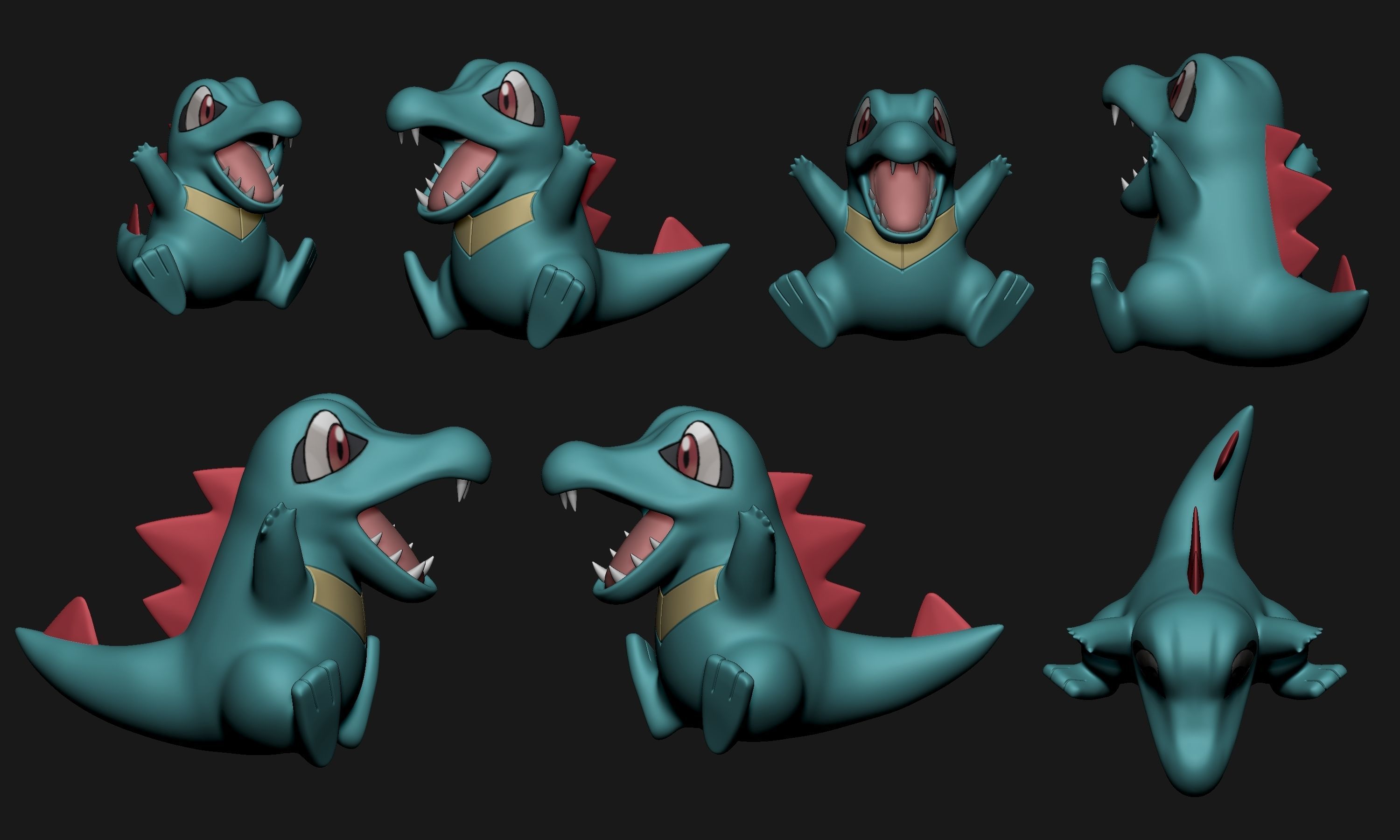Pokemon - Totodile Croconaw and Feraligatr 3D print model_4