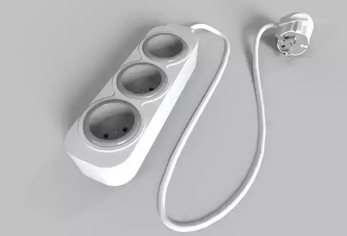 Power strip with three socket and plug