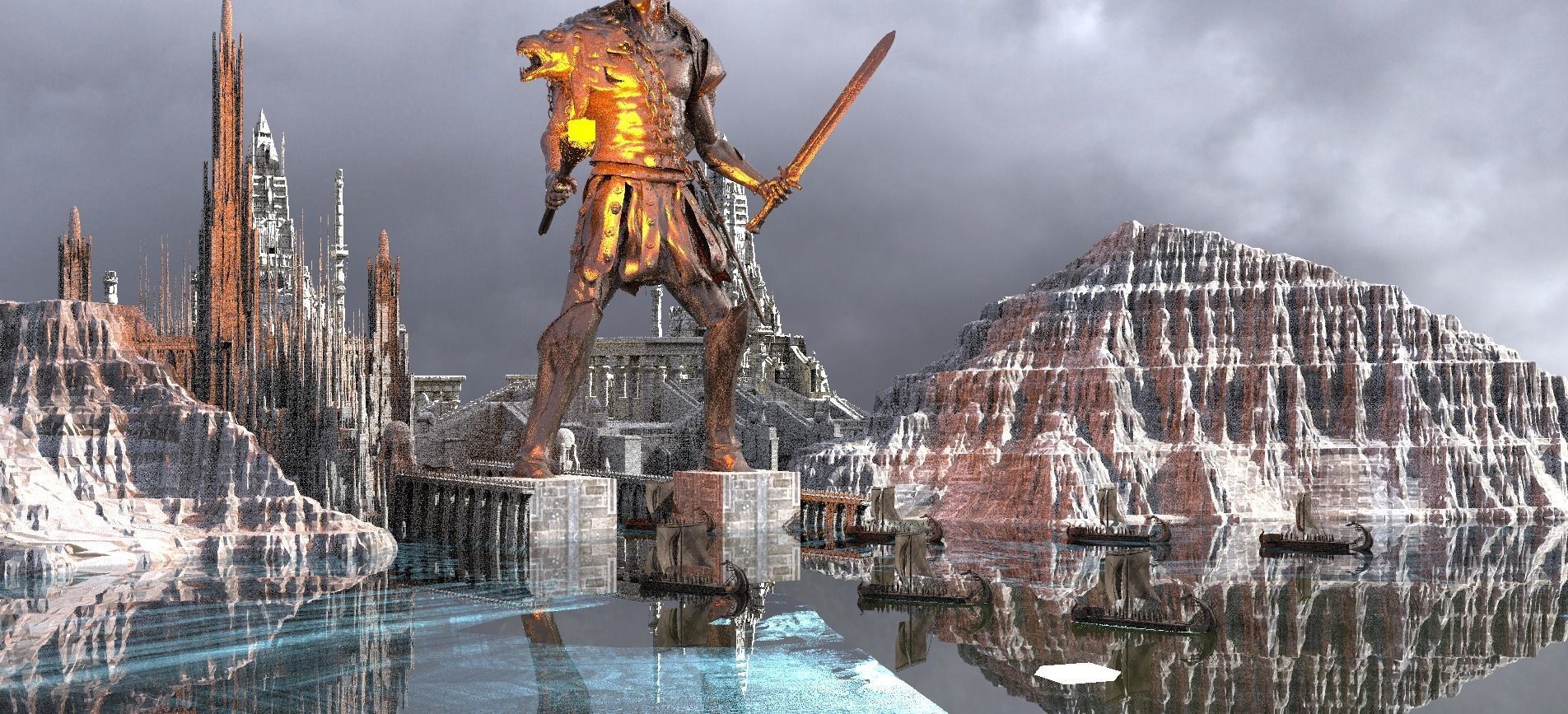 Colossus Of Rhodes City  extended Kit bash 3D model_1