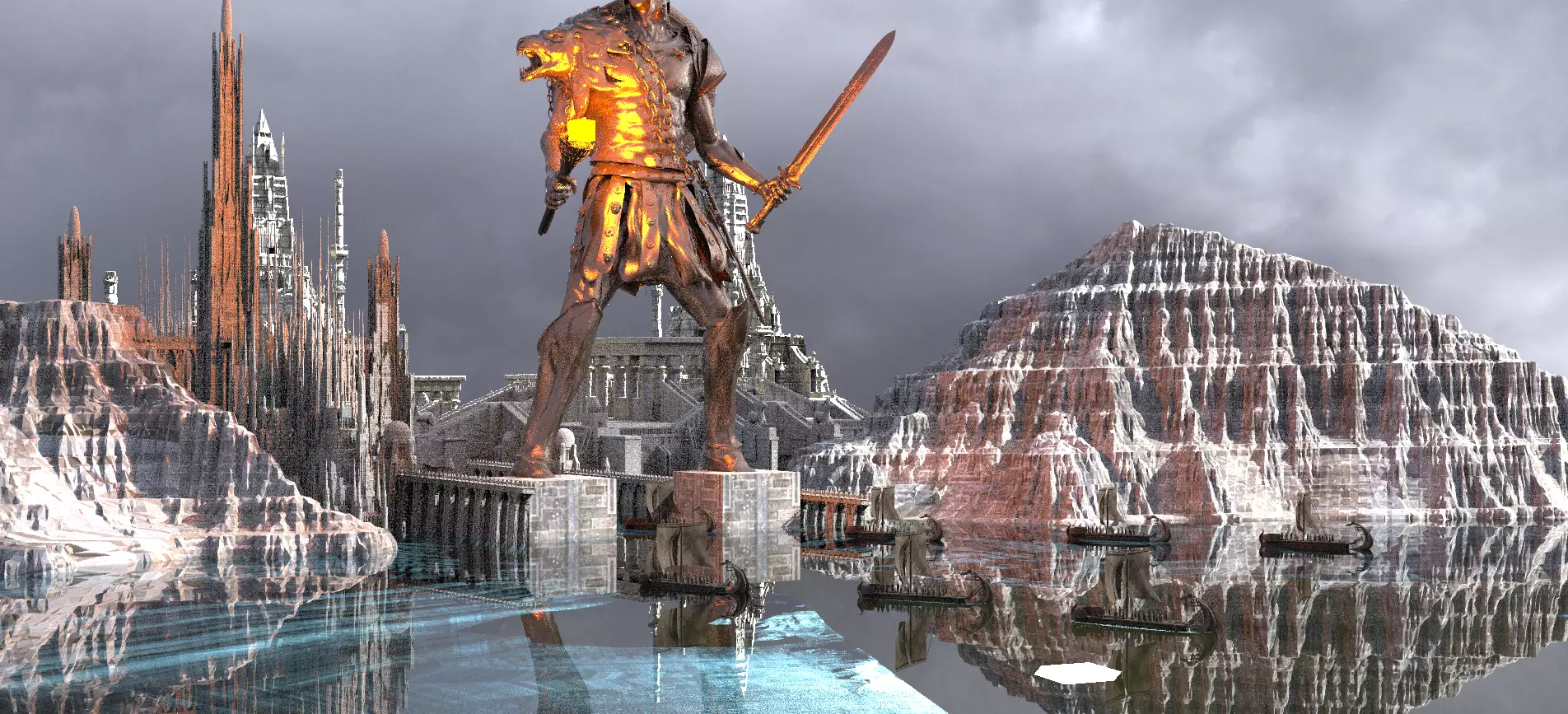 Colossus Of Rhodes City  extended Kit bash 3D model_0