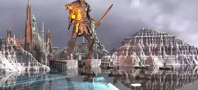 Colossus Of Rhodes City  extended Kit bash 3D model