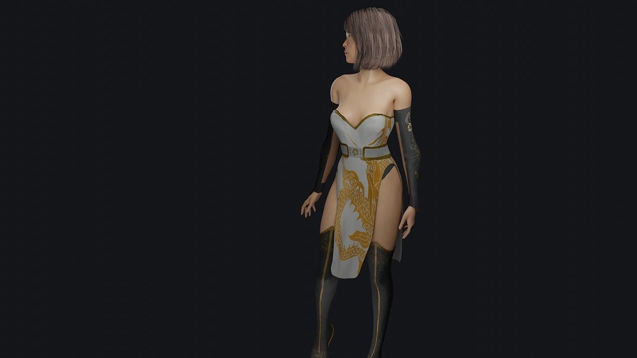 Asian woman character - game ready Low-poly 3D model_6