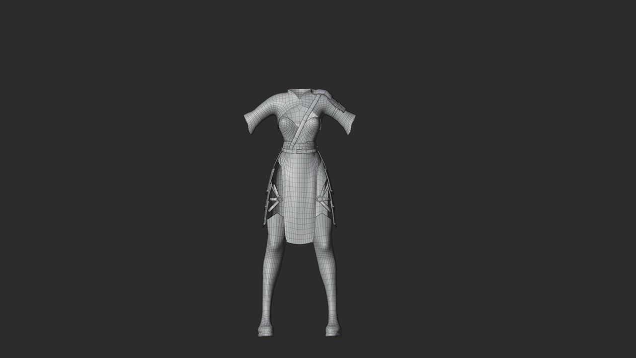Asian woman character - game ready Low-poly 3D model_20