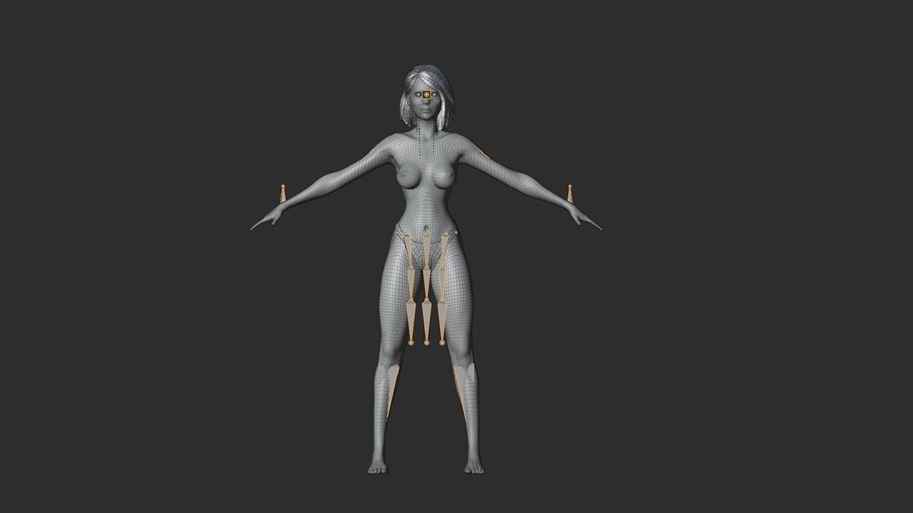 Asian woman character - game ready Low-poly 3D model_19
