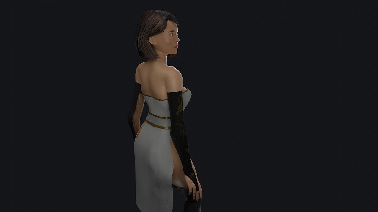 Asian woman character - game ready Low-poly 3D model_8