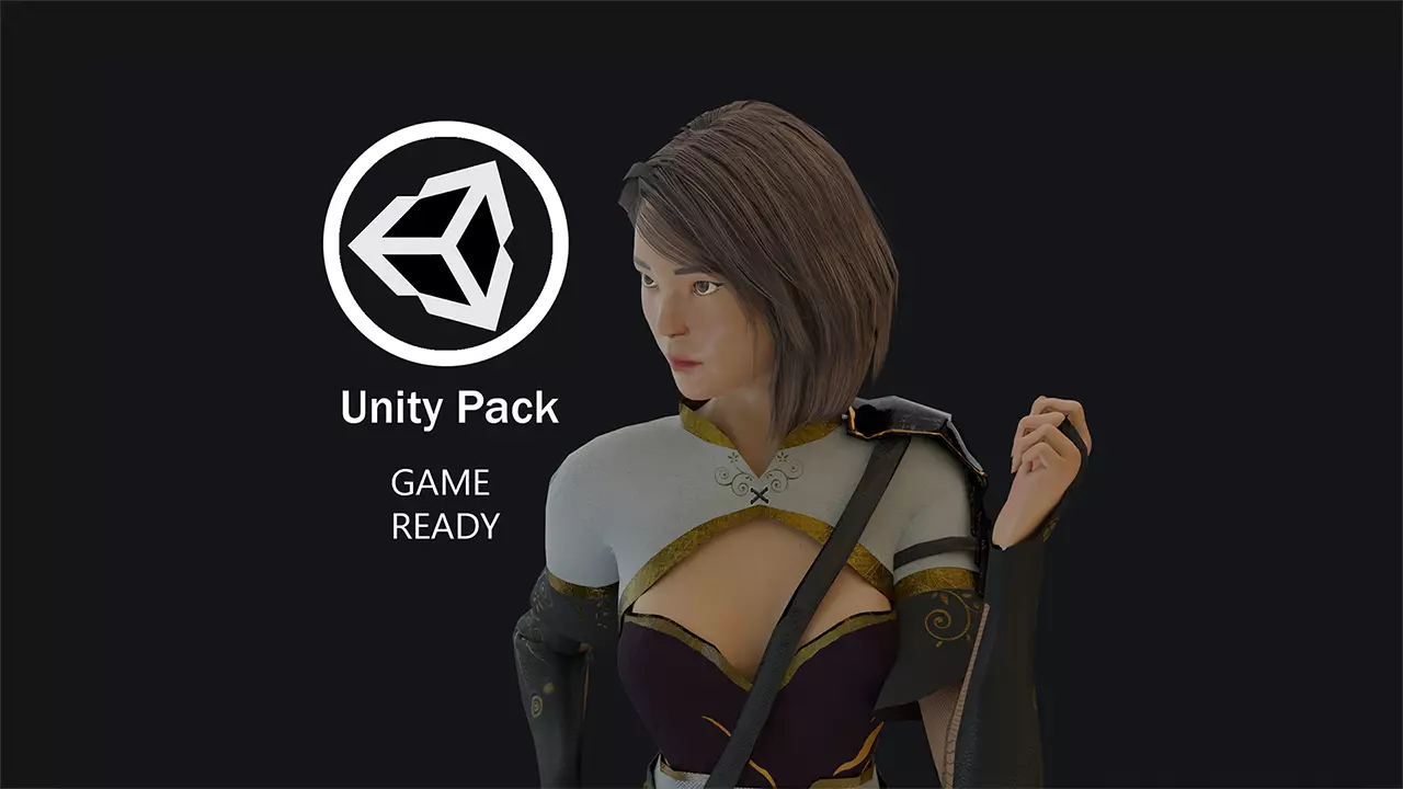 Asian woman character - game ready Low-poly 3D model_0
