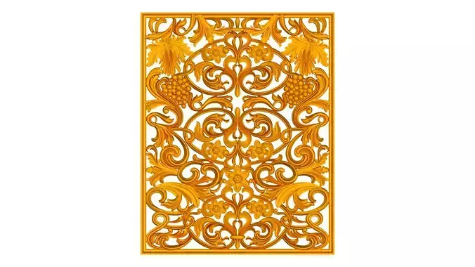 3d panel golden ornate carved wooden wall