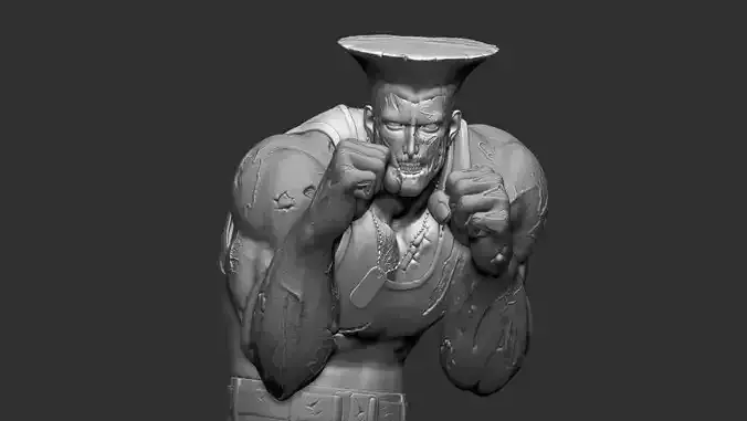 GUILE ZOMBIE FROM STREET FIGHTER FOR 3D PRINTING