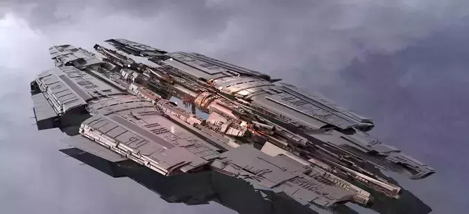 Science fiction landing pad with jet systems launch 3D model