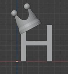 H Intial with Crown pendant 3D print model