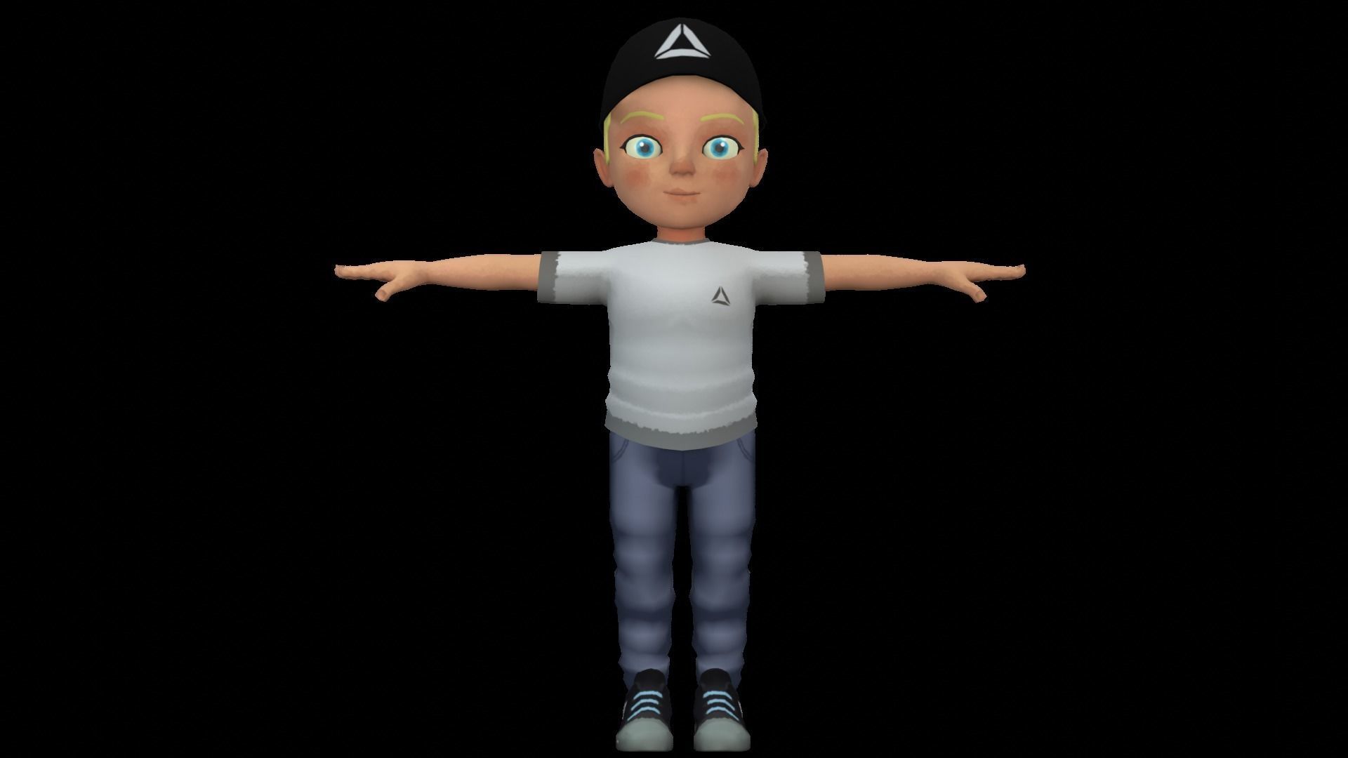 Cartoon boy bully Low-poly 3D model_10