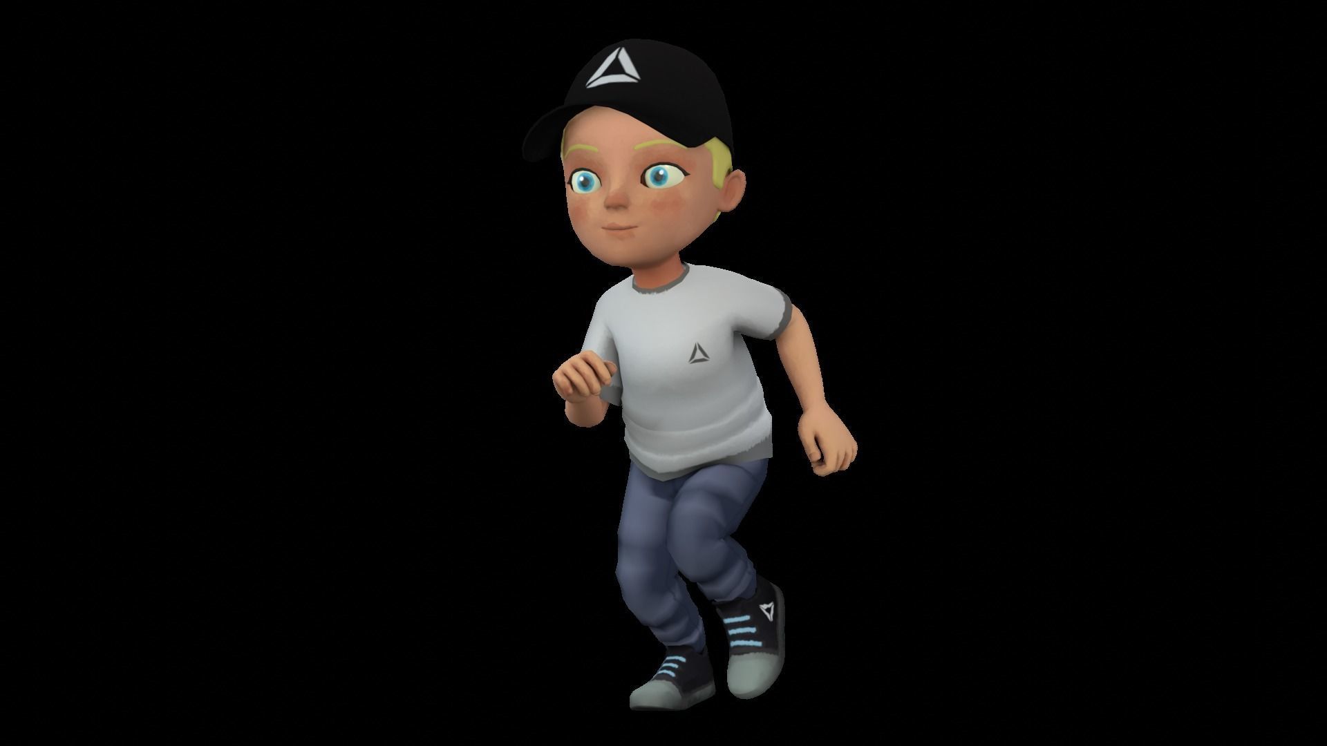 Cartoon boy bully Low-poly 3D model_6