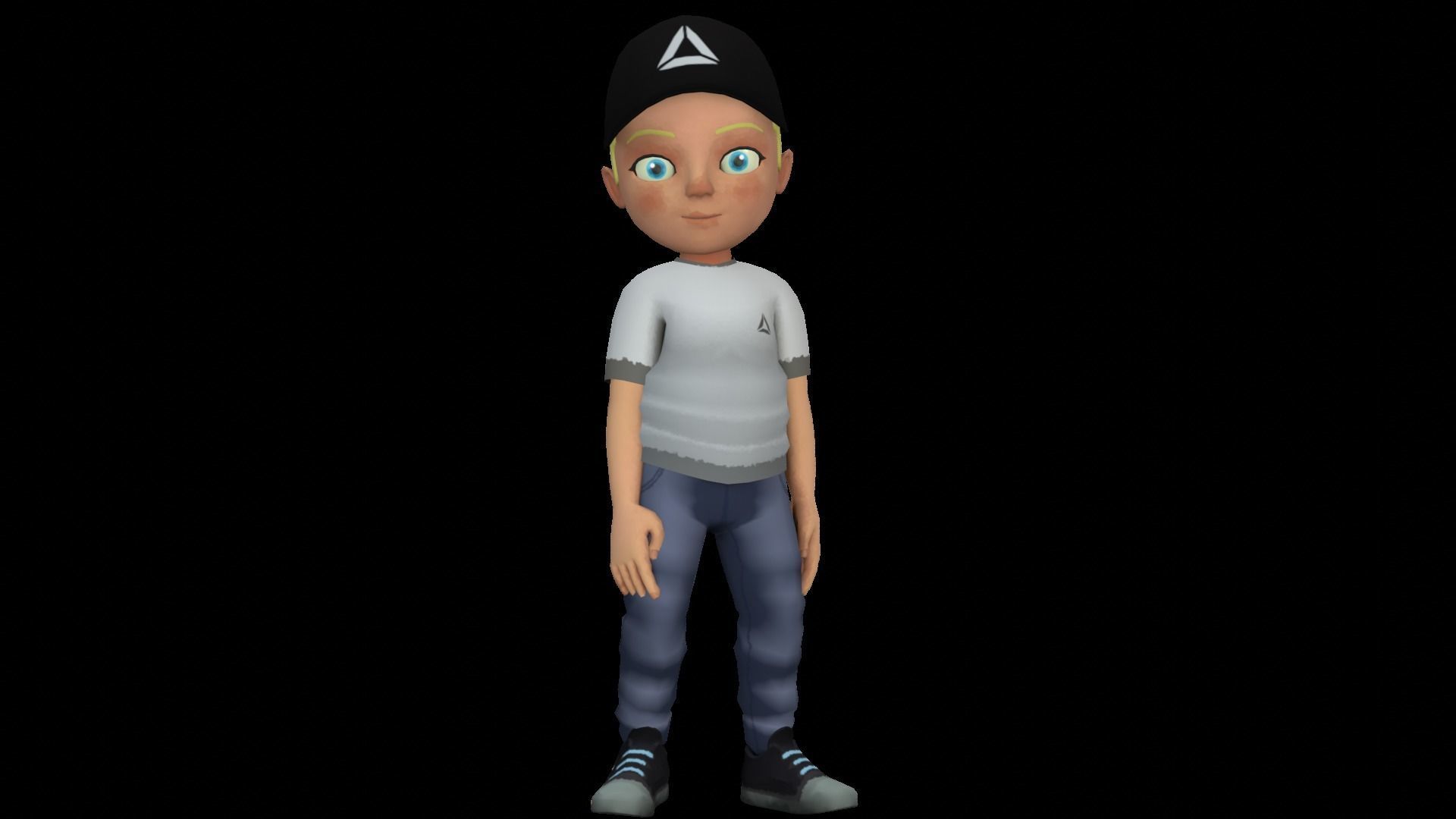 Cartoon boy bully Low-poly 3D model_7