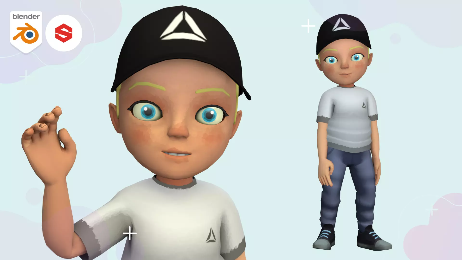 Cartoon boy bully Low-poly 3D model_0