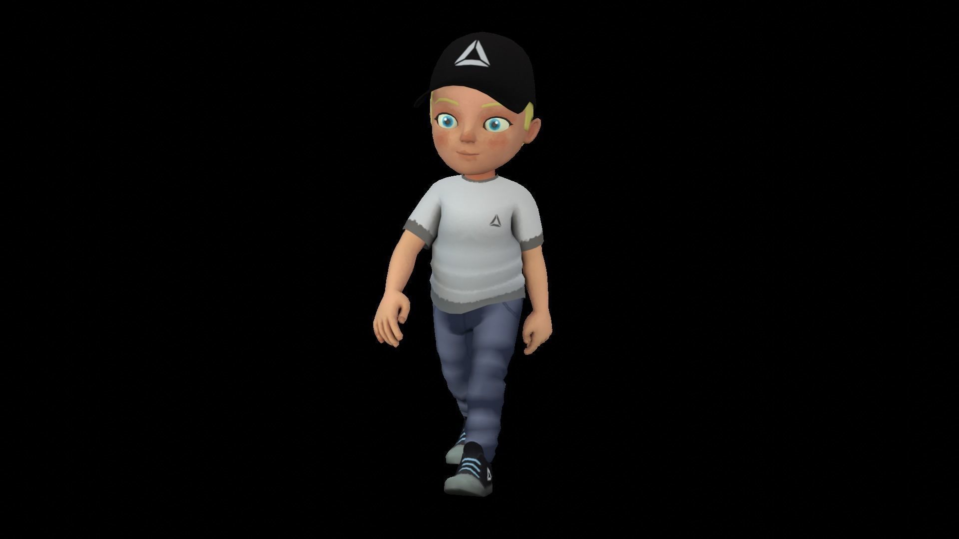 Cartoon boy bully Low-poly 3D model_8
