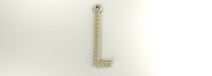 Diamond L Pendant Gold Silver Platinum Luxury Jewelry 3D print model