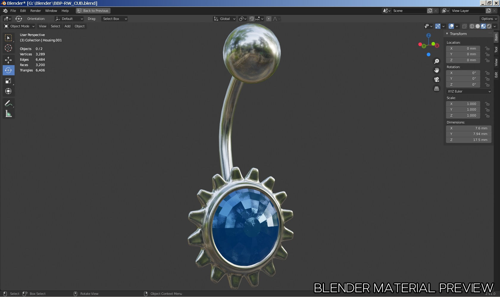 Navel belly-button piercing jewellery-jewelry 3D model set 3D model_6