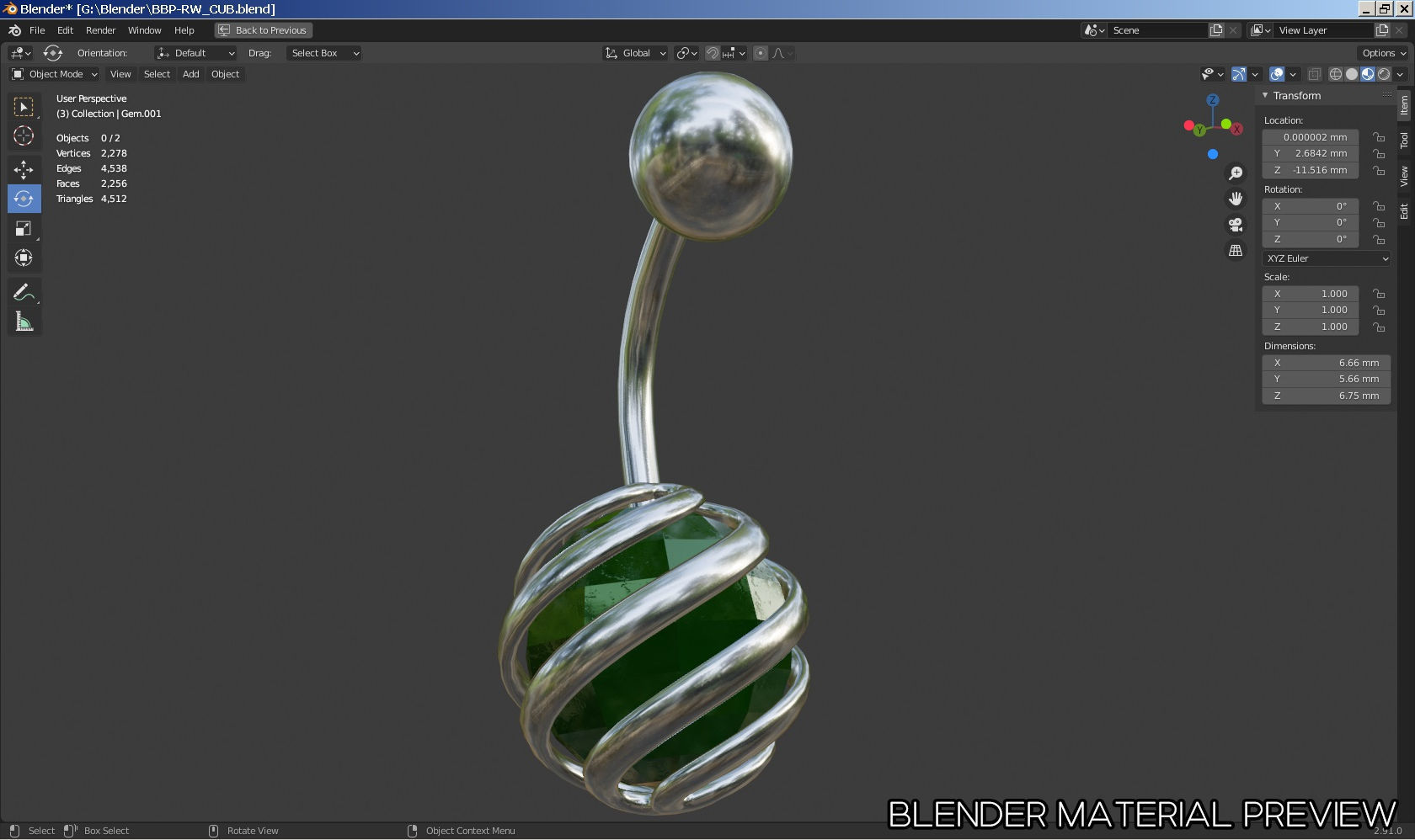 Navel belly-button piercing jewellery-jewelry 3D model set 3D model_4