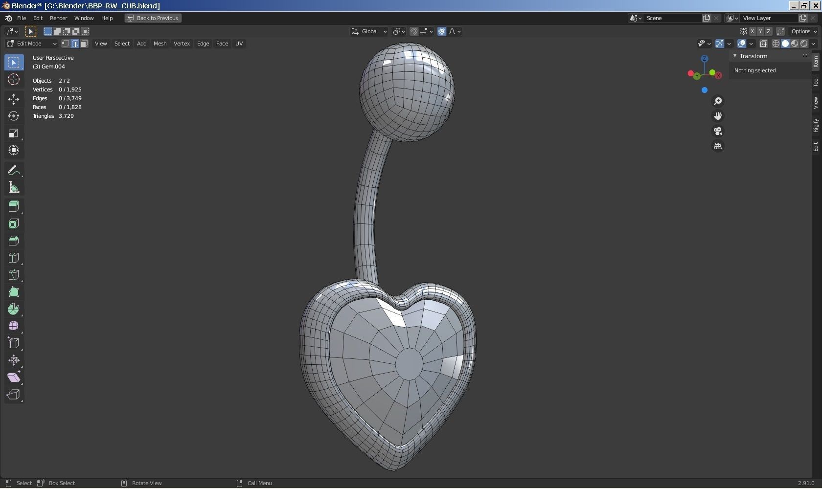 Navel belly-button piercing jewellery-jewelry 3D model set 3D model_11