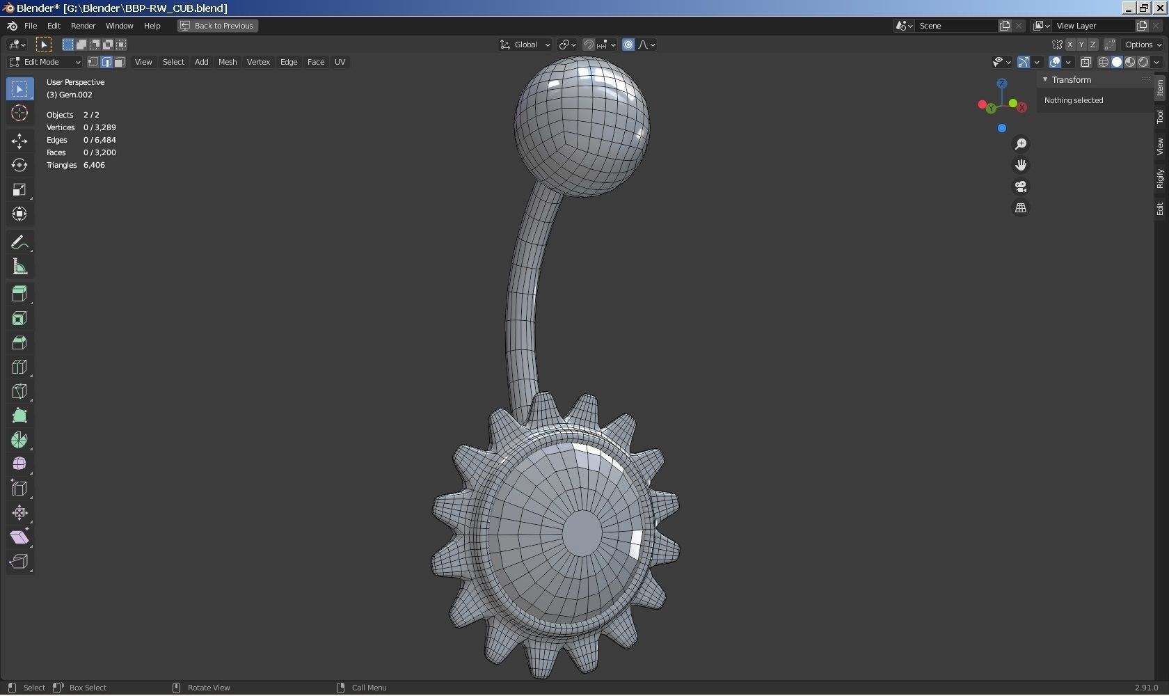 Navel belly-button piercing jewellery-jewelry 3D model set 3D model_7