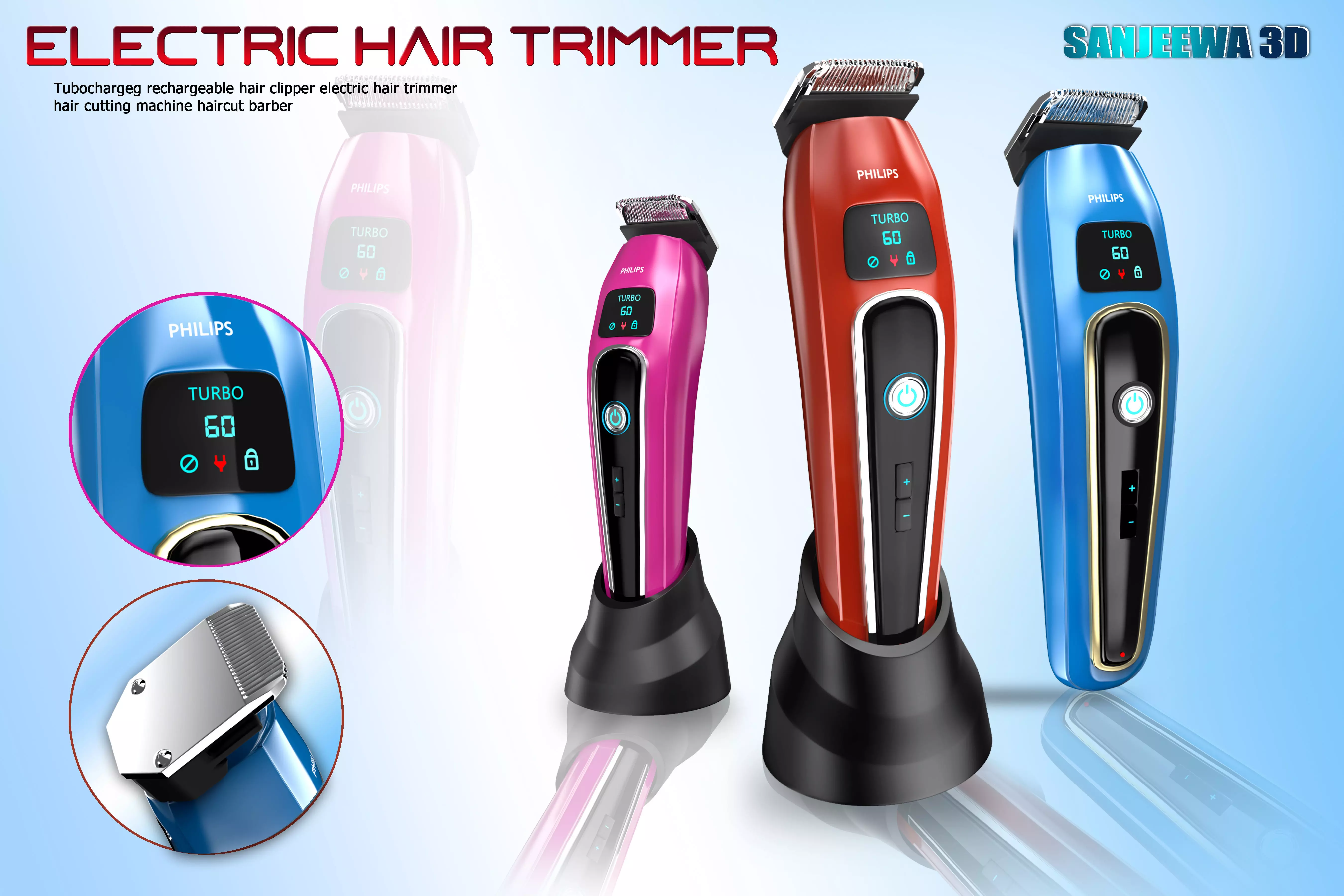 Electric Hair Trimmer Low-poly 3D model