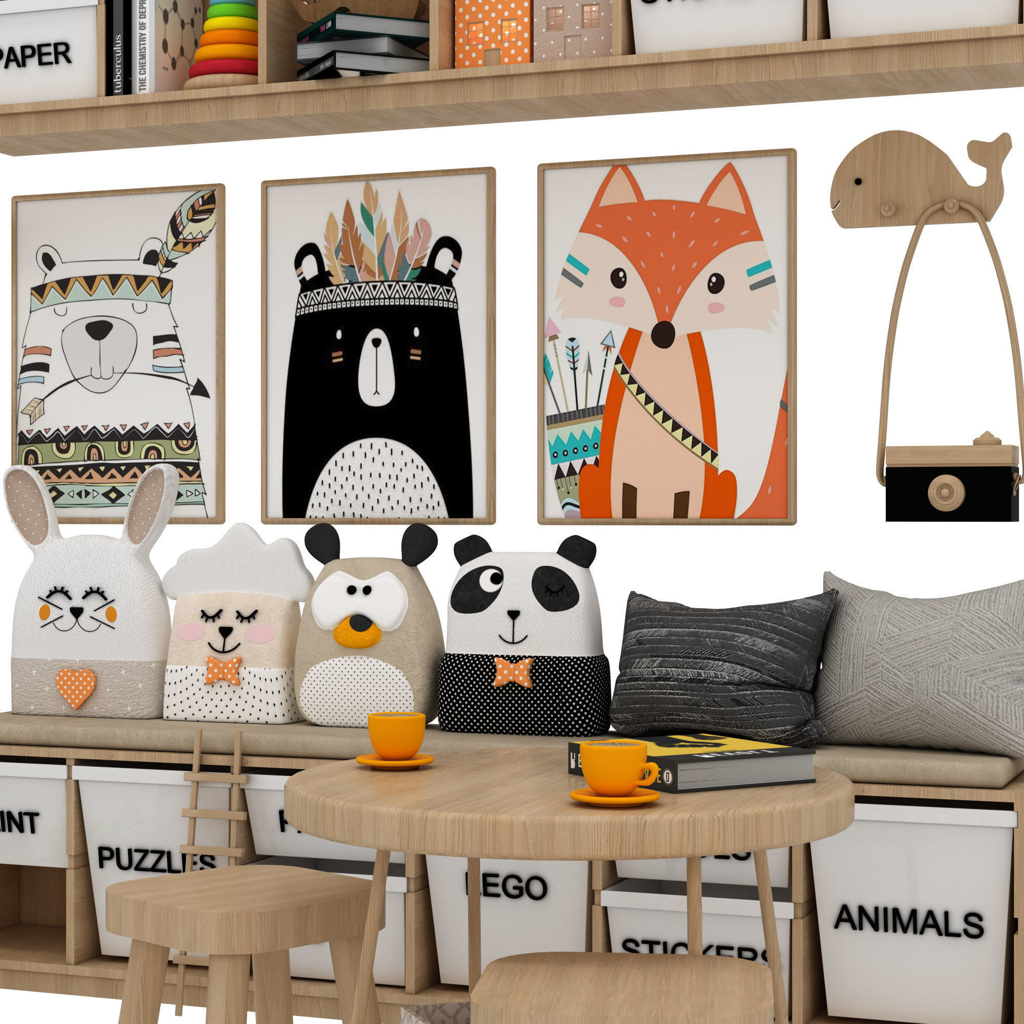 toys and furniture set Low-poly 3D model_1