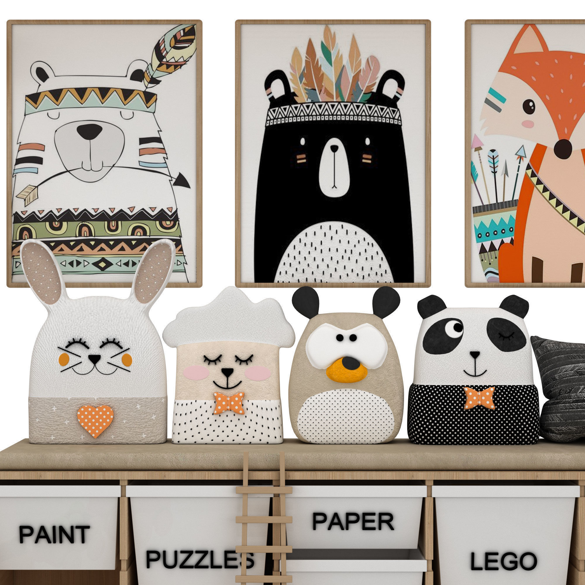 toys and furniture set Low-poly 3D model_2