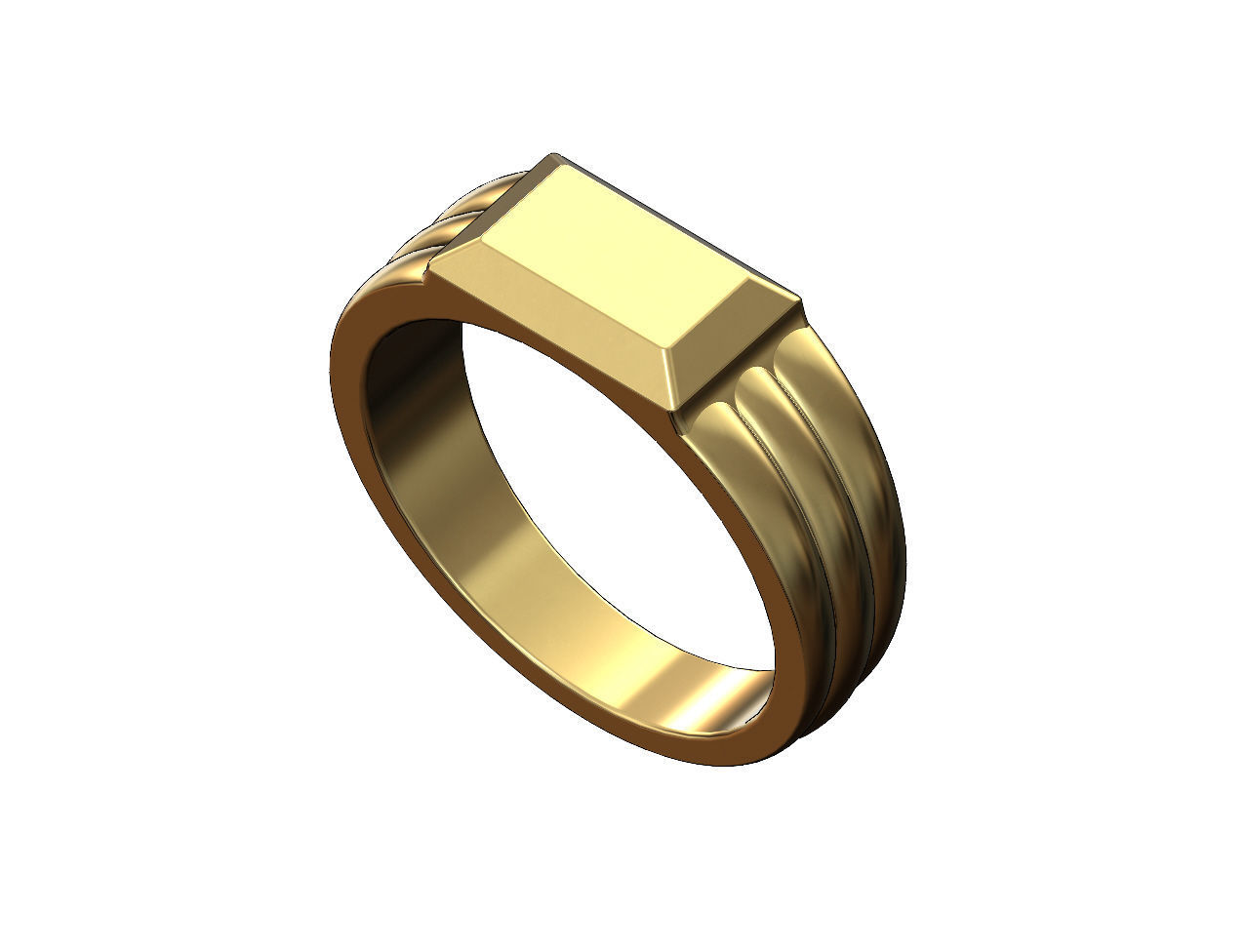 Chamfred top rounded shank rectangular signet US sizes 5to10 3D print model_3