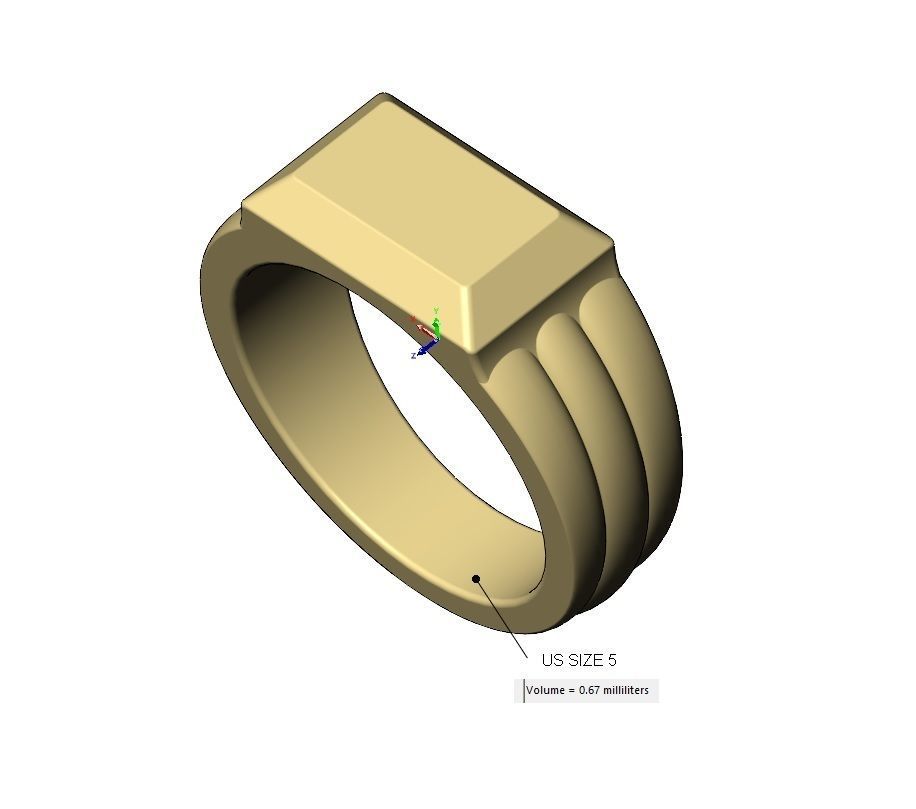 Chamfred top rounded shank rectangular signet US sizes 5to10 3D print model_9