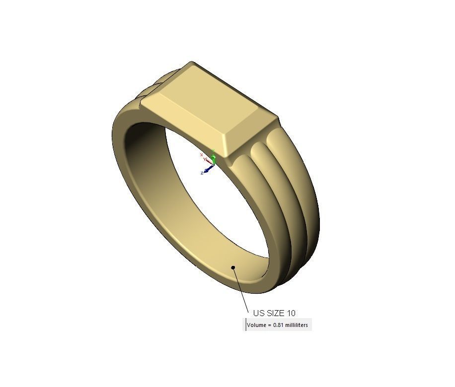 Chamfred top rounded shank rectangular signet US sizes 5to10 3D print model_10